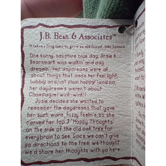 Josie K Bearsmark Teddy Bear Boyds Plush Flower Hat 9 Inch Vintage Animal Toy - Picture 13 of 15